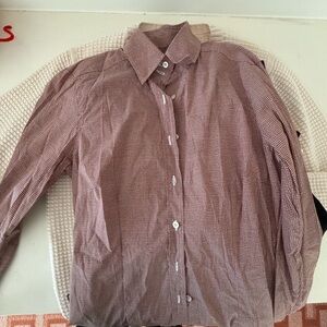 Kiton Burgundy Checkered Button Down Shirt